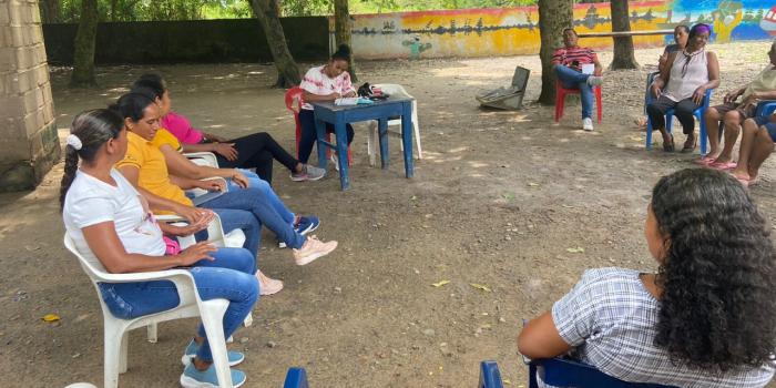 Sexto momento de la estrategia psicosocial Tejiéndonos en Buenavista y Carnizala, en Arenal (Bolívar)