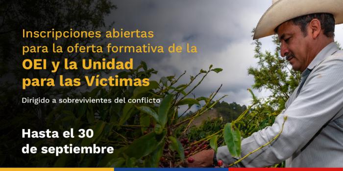 Cursos virtuales para víctimas del conflicto Imagen de la convocatoria a los cursos virtuales con OEI.