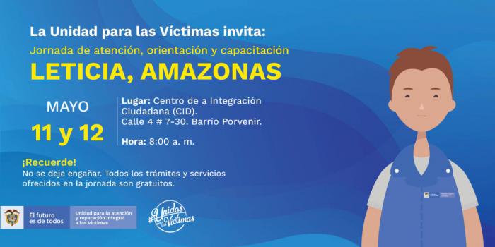 Invitación a feria de servicio de víctimas en Leticia