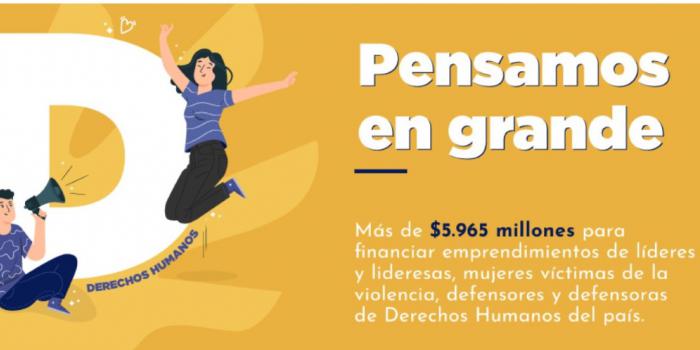 Pieza gráfica convocatoria para financiar emprendiminetos de víctimas