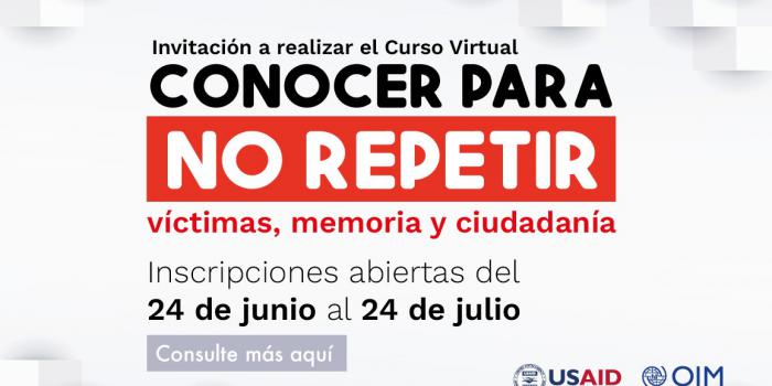 Pieza gráfica de invitación Curso Virtual conocer para no Repetir