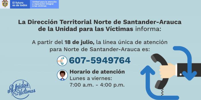 Habilitada línea única de atención en Norte de Santander y Arauca Banner números y horario de atención Territorial Norte de Santander - Arauca