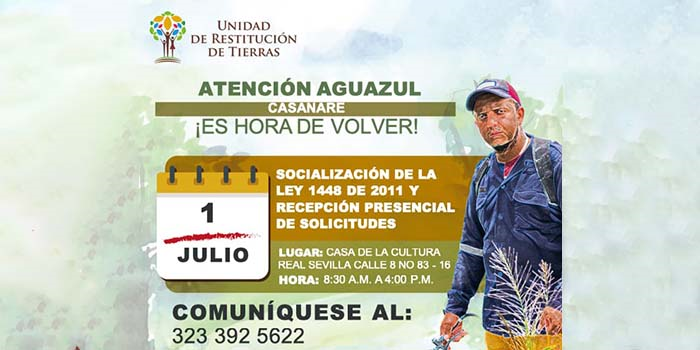 Pieza gráfica de invitación a víctimas de Casanare, para que asistan a evento de socialización de la Ley de Víctimas.