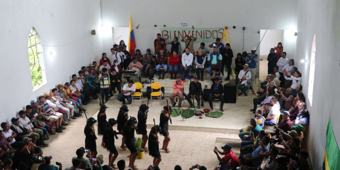 Acto cultural protagonizado por la comunidad embera katío del Resguardo Tahami del Alto Andágueda. 