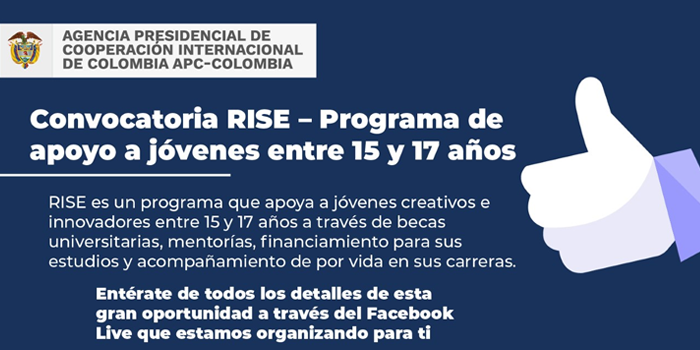 Este jueves habrá Facebook Live sobre programa para jóvenes creativos Pieza publicitaria sobre convocatoria RISE