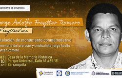 Pieza gráfica invitación a instalación del monumento por la memoria de Jorge Adolfo Freytter Romero