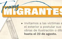 Pieza gráfica invitación a víctimas en el exterior para el Concurso Trazos migrantes 