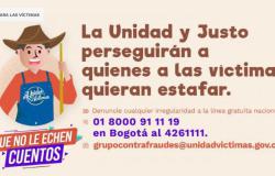 Logo campaña antifraudes de la Unidad para las Víctimas